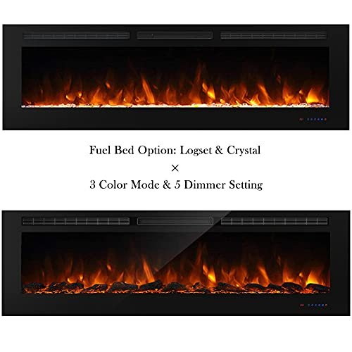 Masarflame - 72" WiFi Smart Recessed Electric Fireplace Insert